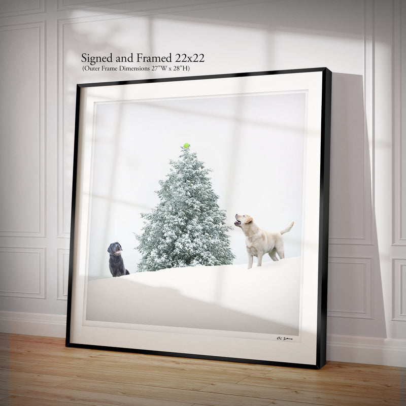 HARK Dog Holiday Art Print - Labradors Christmas Tree Home Wall Decor